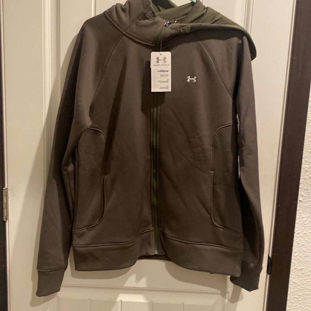 Under armour green zip up hoodie size large